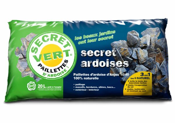 ardoises bleues ambrées secret vert paillage