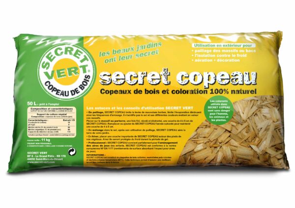 copeaux de bois jaune secret vert coloration