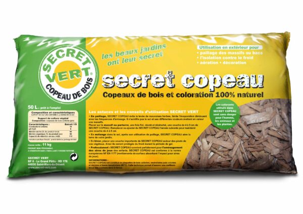 Sac de copeaux de bois marron secret vert 50L