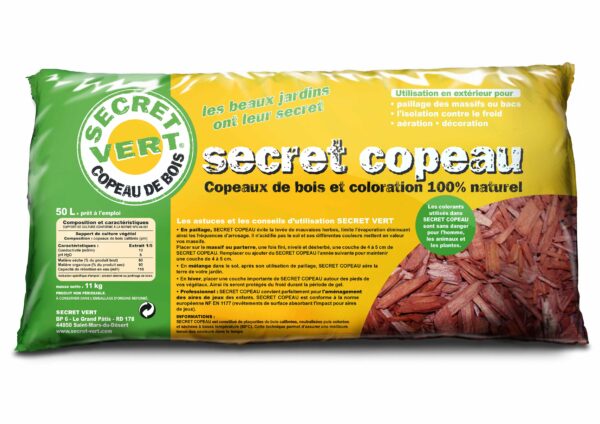 Copeaux de bois rouge secret vert